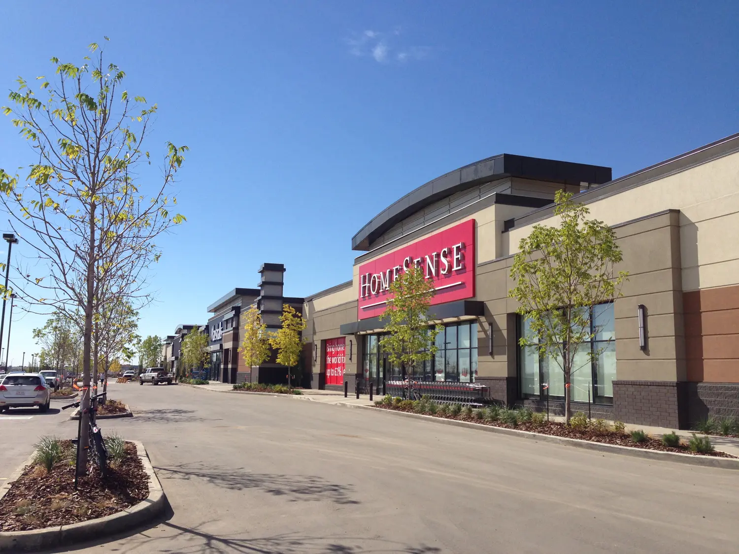 Storefront photos of HomeSense and Marshalls at Manning Town Centre.
